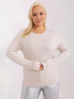 Plus size light beige casual sweater with cuffs