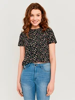 Black flowered short T-shirt TALLY WEiJL - Women