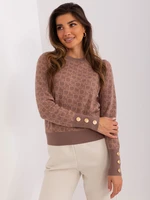 Light brown and camel classic sweater with a round neckline