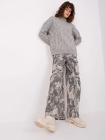 Grey women's cable knitted sweater