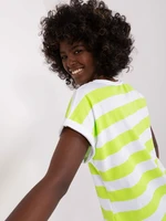 Basic white and light green cotton blouse