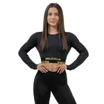 Dámský crop top s dlouhým rukávem Nebbia INTENSE Perform 839  M  Black/Gold