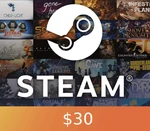 Steam Gift Card $30 - For USD Currency Accounts Global Activation Code