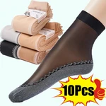 10Pcs Lace Ultrathin Socks Women Summer Breathable Silk Socks Female Mesh Elastic Non-Slip Bottom Splice Ankle Short Sox