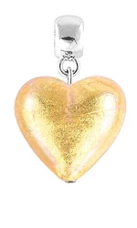 Lampglas Zářivý přívěsek Golden Heart s 24karátovým zlatem v perle Lampglas S24