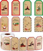 50-300Pcs Merry Christmas Sticker Tags for Gift Packaging Decoration Cute Santa Xmas Tree Snowman Pattern Envelope Seals Label