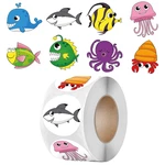 Children's Reward Motivation Sticker Marine Animal Creative School Supplies 2.5cm Round Toy Cognitive Sticker