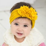 Cute 1PCS Baby Girls Lotus Flower Nylon Headband Knot Elastic Newborn Toddler Turban Headwraps Kids Hair Accessories Gifts