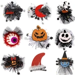Halloween Bow Hair Clips For Girls Skeleton Skull Bat Hairpins Grosgrain Ribbon Bows Hair Grips Kids Headwear Hair Accessories