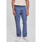 Straight Leg Cargo Jeans Light Blue Washed