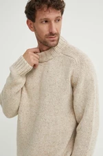 Vlnený sveter Universal Works Vincent Turtle Neck 29472, pánsky, béžová farba, teplý