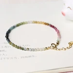 2023 New Fashion 2mm Multicolor Crystal Beads Bracelet For Women Simple Colorful Natural Stone Tourmaline Charm Bracelet Jewelry