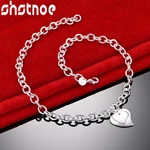 SHSTONE 925 Sterling Silver 18 Inch Gorgeous Double Heart Chain Necklace For Women Birthday Party Wedding Pretty Fashion Jewelry