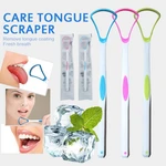 1pc random color tongue scraper food grade material prevent bad breath,remove food residue,deeply clean mouth,keep oral health