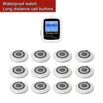 Restaurant Pager Wireless Waiter Calling System 1 Watch Receiver White +12 Single Key Long Distance Transmitter