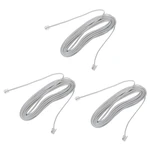 3X 9M 30Ft RJ11 6P2C Modular Telephone Phone Cables Wire White