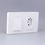 Bingoelec DIY UK EU Standard TV Satellite USB Socket Button Switch With Crystal Glass Frame Panel White Home Improvement