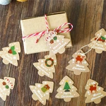 Santa Claus Christmas Tree Gift Tags Kraft Paper Tags Xmas Party Decoration Diy Hang Tag Christmas Kraft Paper Tag Sets 12Pcs