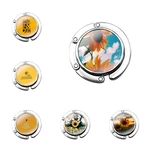 Cartoon Fashion Creative Design Foldable Purse Hook for Women's Table Handbag Storage Folding Decor Table Hook Yellow Sunflower