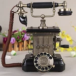 Antique Telephone, Classic Vintage Corded Phone European Landline Telephone Decorative Rotary Dail with Hanging Headset