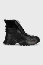 Členkové topánky EA7 Emporio Armani dámske, čierna farba, na platforme, jemne zateplené, X8M001 XK229 S868
