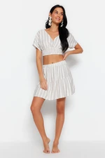 Trendyol Beige Woven Blouse and Skirt Set