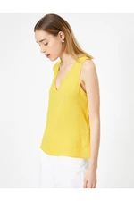 Koton Women's Yellow V-Neck Basic blouse with a loose fit