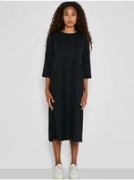 Black Women's Denim Midi Dress with Three-Quarter Sleeve Noisy May Jes - Women