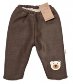Oteplené pletené kalhoty Teddy Bear, Baby Nellys, dvouvrstvé, hnědé, vel. 68-74 (6-9m)