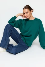 Trendyol Emerald Relaxed/Comfortable fit Basic Raglan Sleeve Crew Neck Knitted Sweatshirt