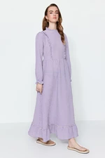 Trendyol Lilac Gingham mintás fodros részletes szőtt ruha