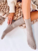 Béžové hřejivé dámské ponožky