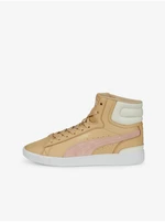 Béžové dámské kotníkové kožené tenisky Puma Vikky V3 - Dámské