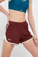 Běžecké šortky Under Armour dámské, vínová barva, hladké, medium waist