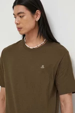 Bavlnené tričko Marc O'Polo pánsky, hnedá farba, jednofarebný
