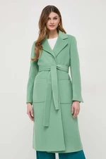 Vlnený kabát MAX&Co. zelená farba, prechodný, bez zapínania, 2416011031200