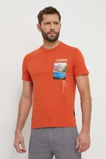 Bavlnené tričko Napapijri S-Canada pánske, oranžová farba, s potlačou, NP0A4HQMA621