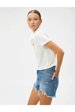 Koton Polo Neck T-Shirts, Zippered Short Sleeves