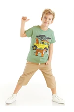 Mushi Safari Boy Green T-shirt Gabardine Beige Capri Shorts Summer Suite