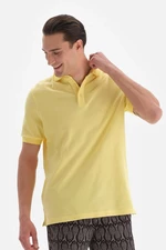 Dagi Light Yellow Pique Polo Neck T-Shirt
