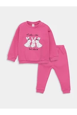 LC Waikiki Crew Neck Baby Girl Sweatshirt and Tracksuit Bottoms 2-pack.