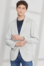 ALTINYILDIZ CLASSICS Men's Light Gray Slim Fit Narrow Cut Mono Collar Dobby Jacket ALTINYILDIZ CLASSICS Men's Light Gray Slim Fit Narrow Cut Mono Collar Dobby Jacket