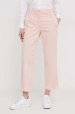 Nohavice Tommy Hilfiger dámske,ružová farba,rovné,vysoký pás,WW0WW41352