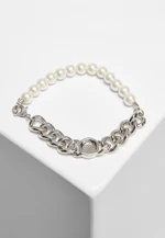 Pearl bracelet with flat chain silver