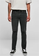 Distressed Stretch Denim Pants Black Ruined Washed