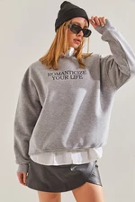 Bianco Lucci Women's Text Printed Three Thread Raising Sweatshirt