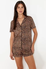 Trendyol Multicolored 100% Cotton Leopard Patterned Knitted Pajama Set