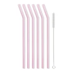 Zestaw 6 różowych szklanych słomek Vialli Design, dł. 23 cm