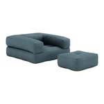 Rozkładany fotel z niebieskim obiciem Karup Design Cube Petrol Blue