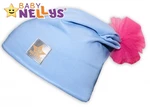 Bavlněná čepička Tutu květinka Baby Nellys ® - sv. modrá, 48-52, 2-8let, vel. 104 (3-4r)